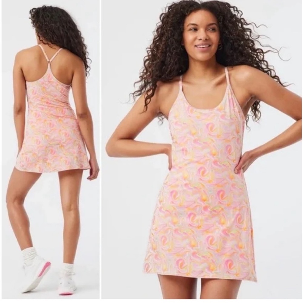 Outdoor Voices The Original Exercise Mini Dress in Pink Marble Size S - Picture 2 of 8